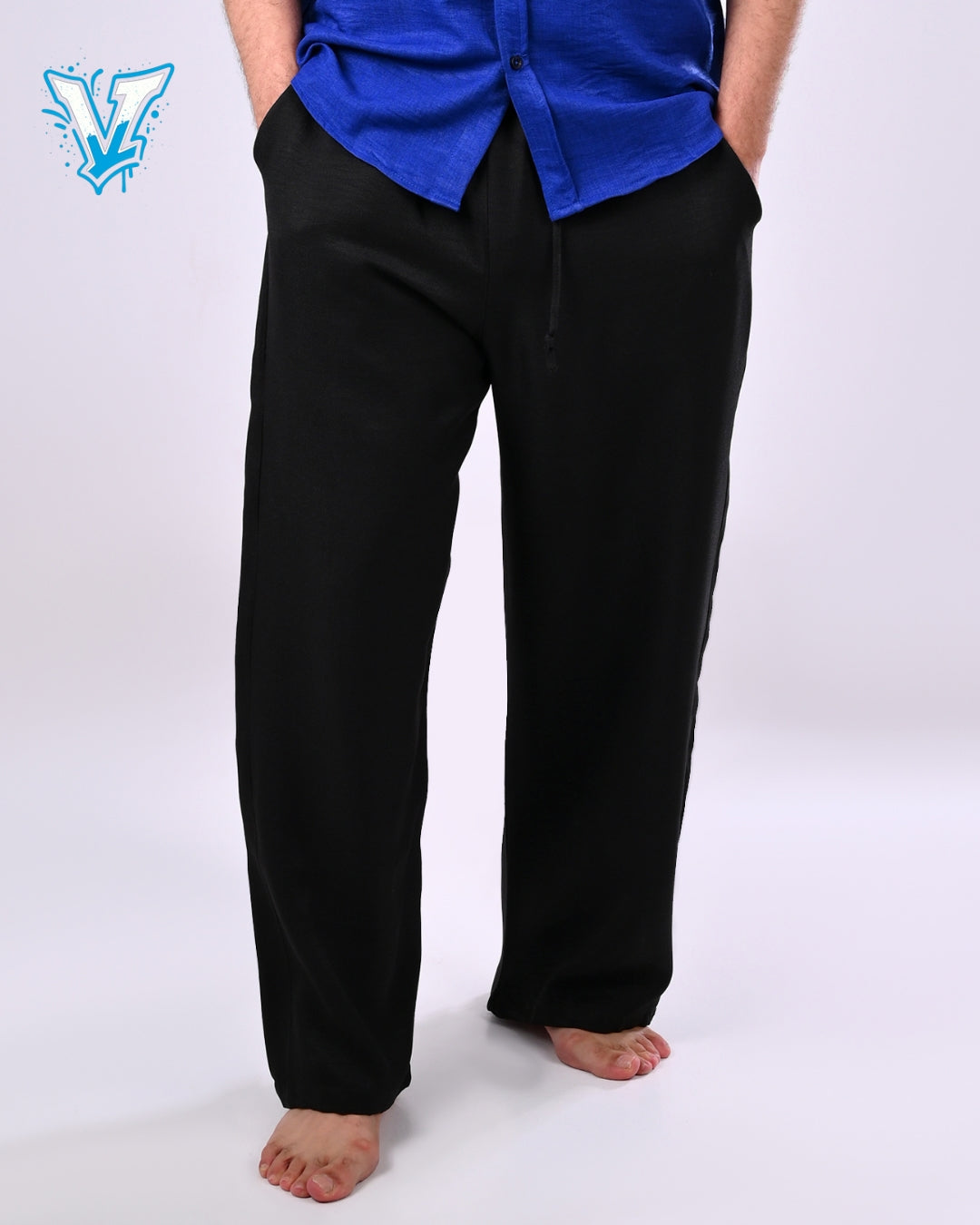 Black Wide-Leg Pants – Light Spanish Linen